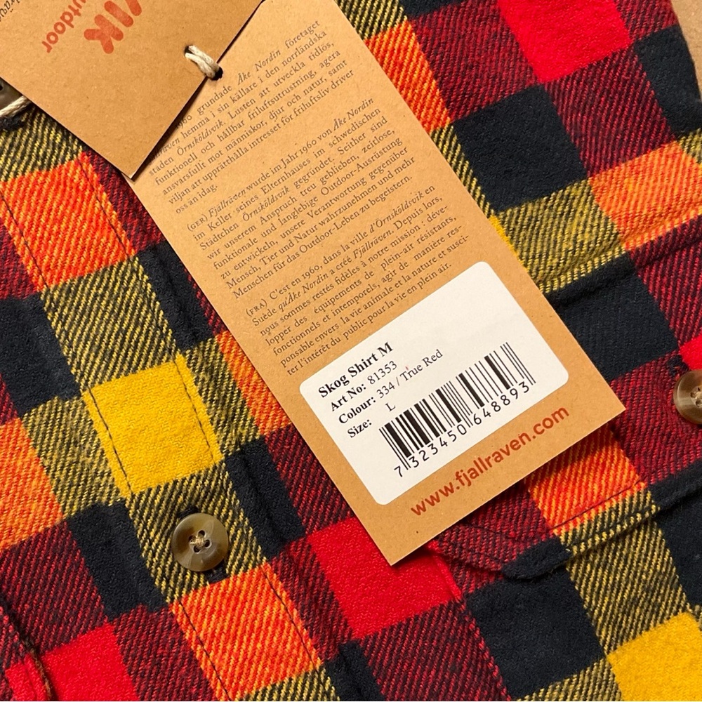 NWT Fjallraven Heavy Flannel Button Down Shirt Mens size Large Slim - Picture 10 of 10